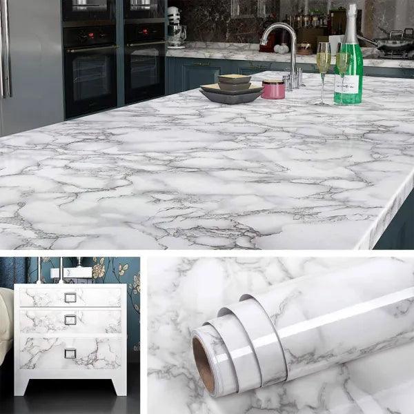 2 Pack Waterproof Marble Kitchen Wallpaper - 60CMx2M, Heat Resistant, Self-Adhesive, Oil-Proof