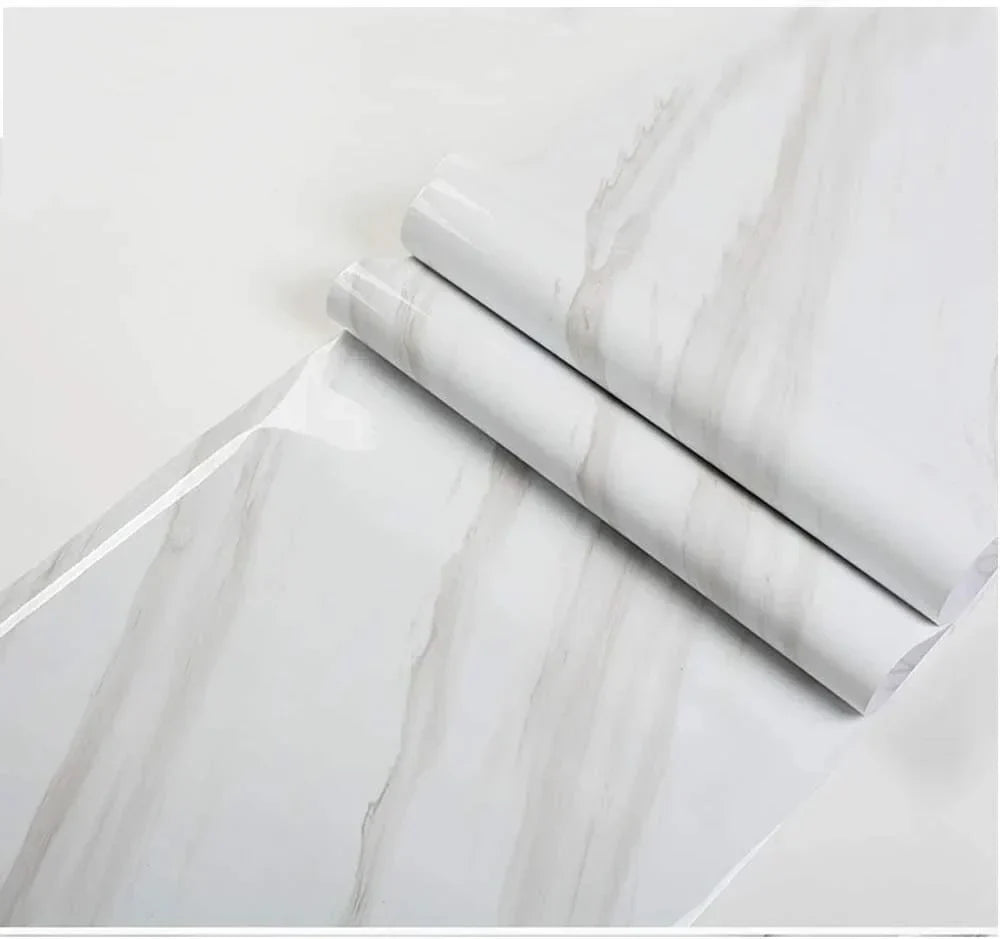 2 Pack Waterproof Marble Kitchen Wallpaper - 60CMx2M, Heat Resistant, Self-Adhesive, Oil-Proof